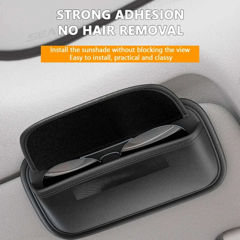 Car Visor Glasses Case Leatherette Large-Capacity-Black