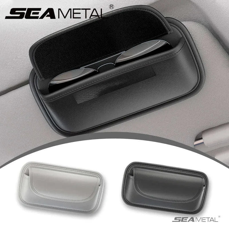 Car Visor Glasses Case Leatherette Large-Capacity-Black