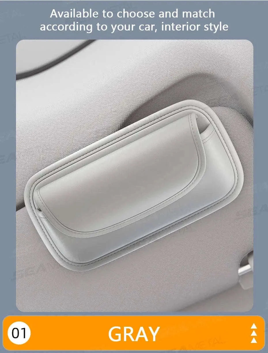 Car Visor Glasses Case Leatherette Large-Capacity-Black