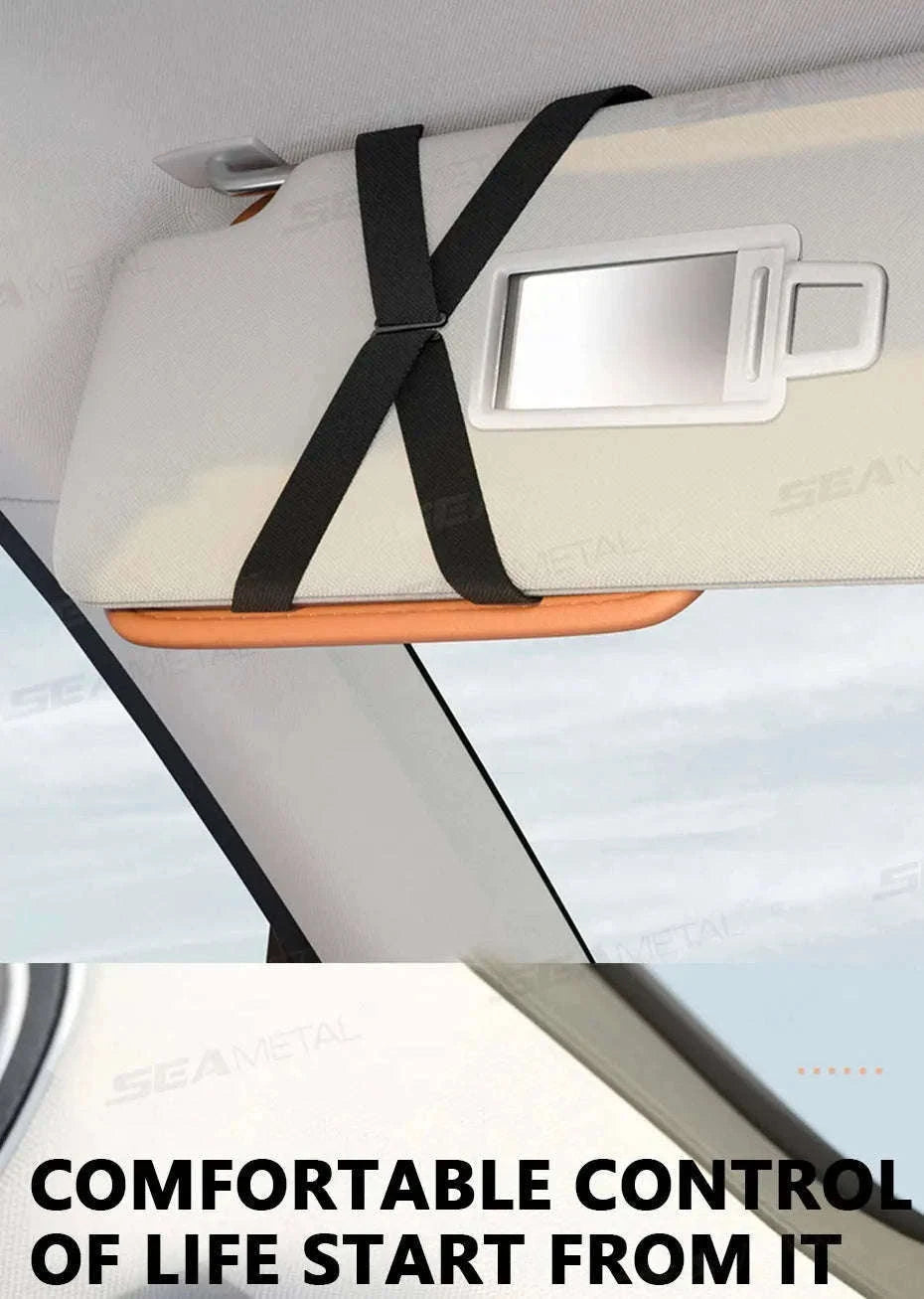 Car Visor Glasses Holder Storage Bag-Beige