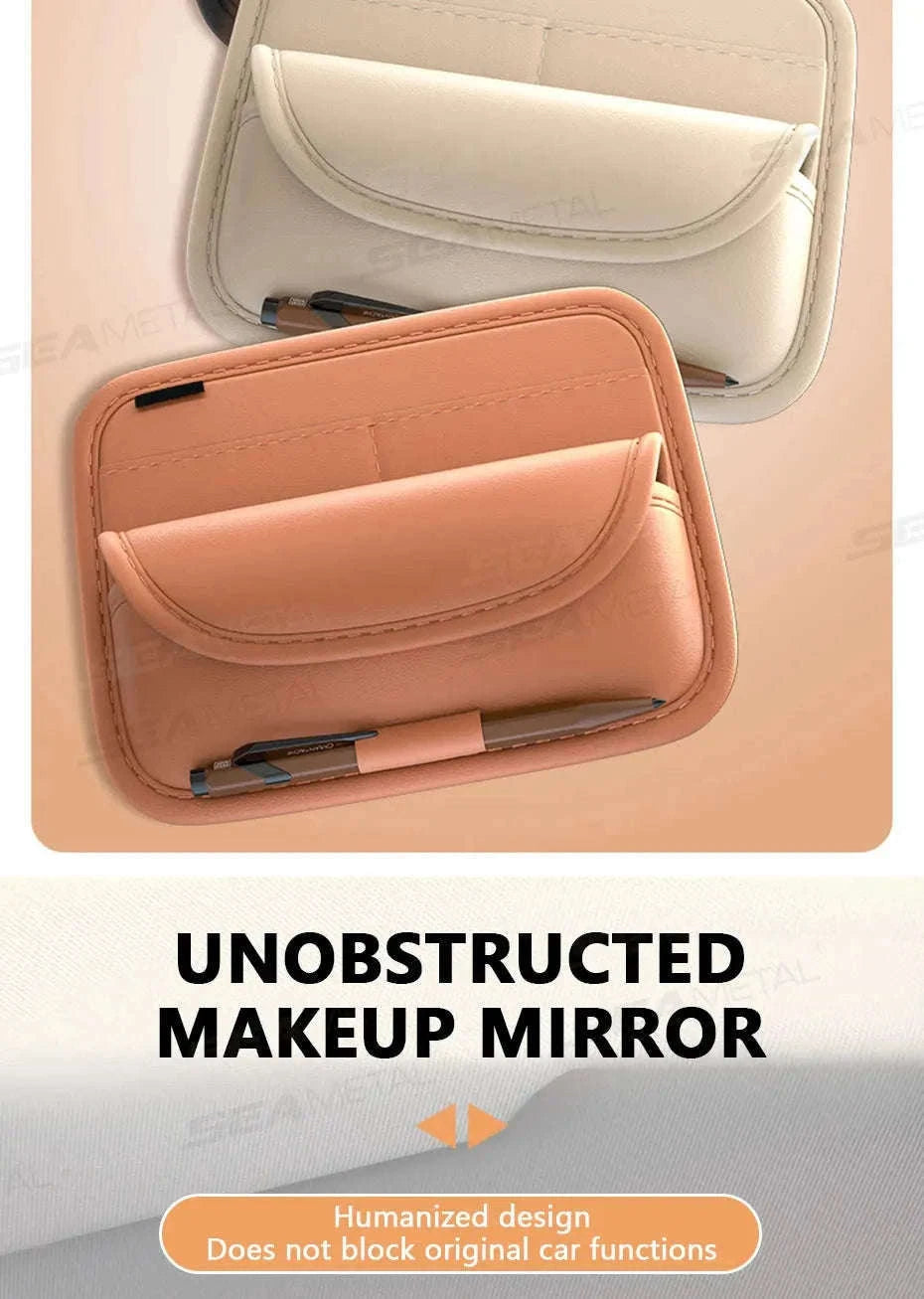 Car Visor Glasses Holder Storage Bag-Beige