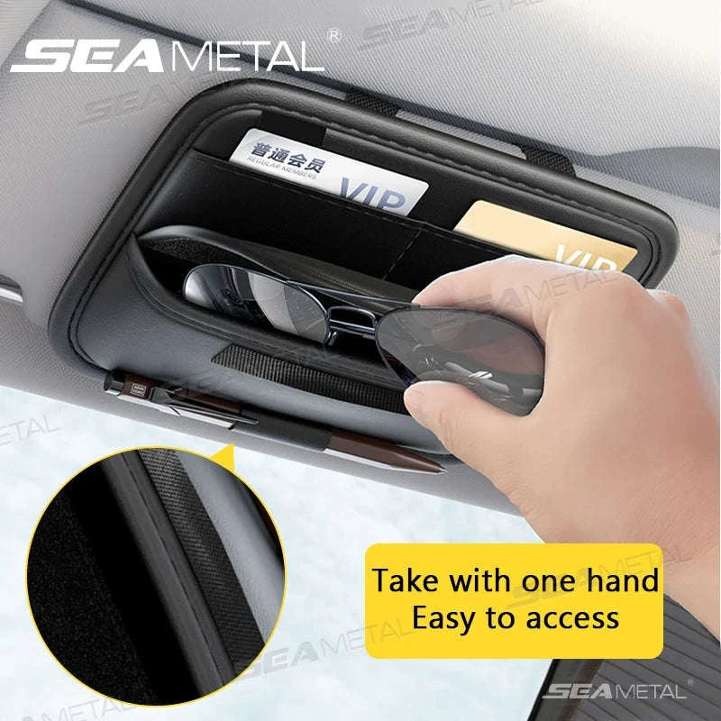 Car Visor Glasses Holder Storage Bag-Beige