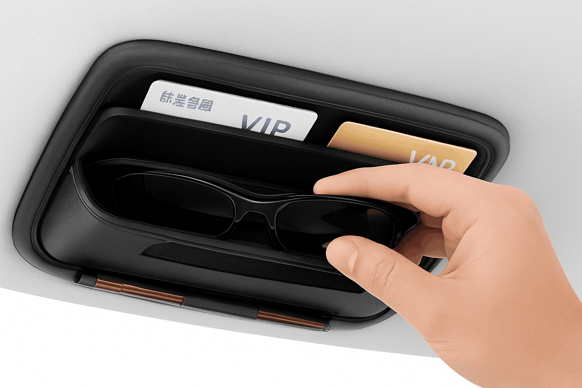 Car Visor Glasses Holder Storage Bag-Beige