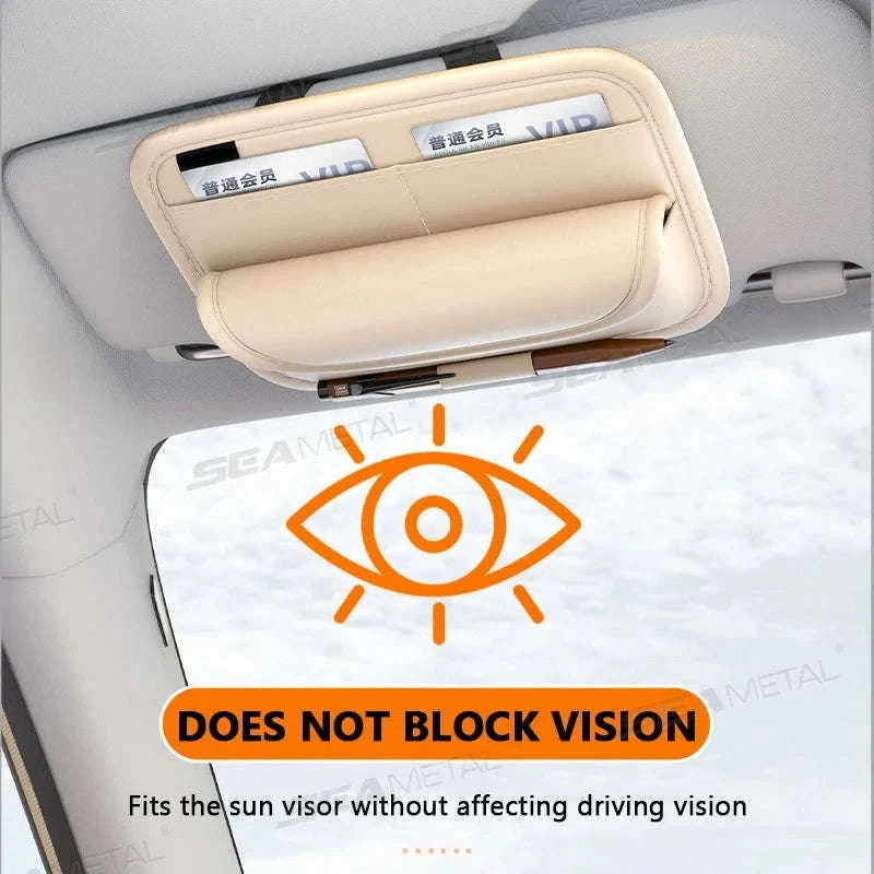 Car Visor Glasses Holder Storage Bag-Beige