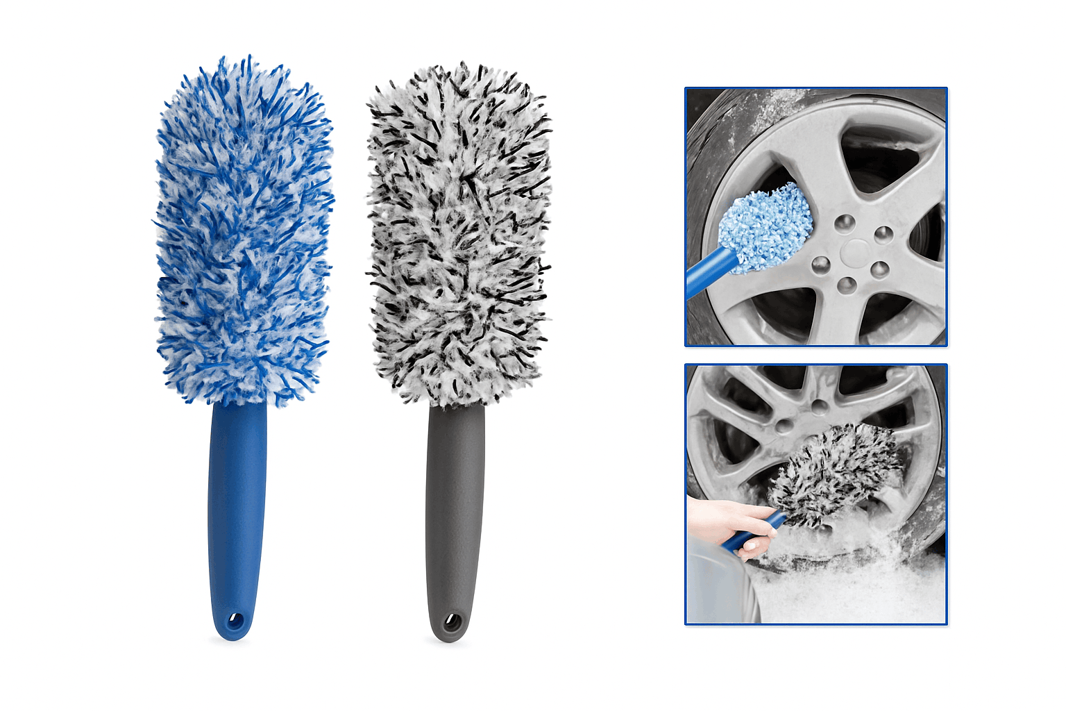Car Wheel Hub Brush for Deep Cleaning Tight Wheel Spaces-Blue 1pc