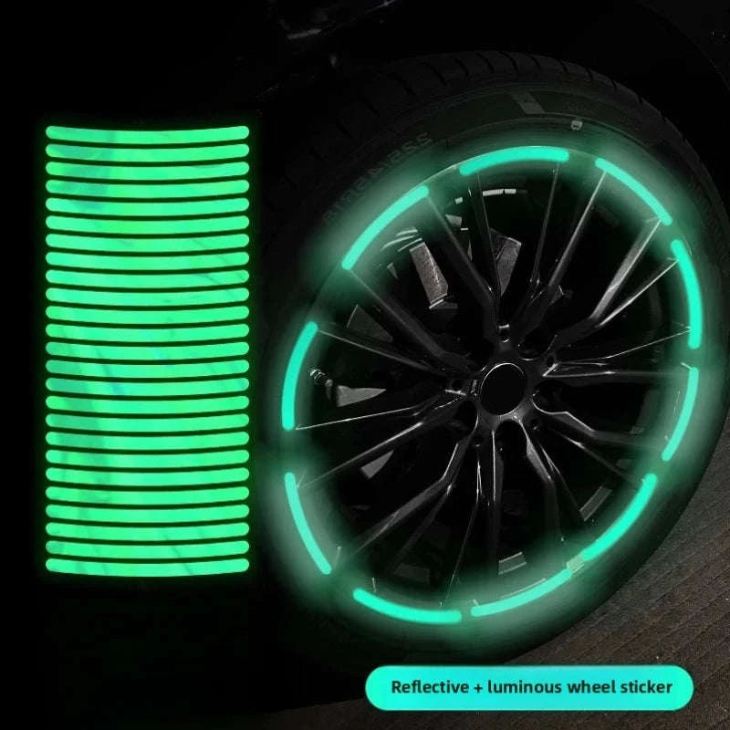 Car Wheel Hub Reflective Stripe Stickers-40Pcs-Red-lun