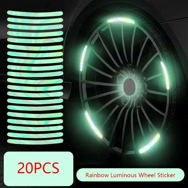Car Wheel Hub Reflective Stripe Stickers-40Pcs-Red-lun