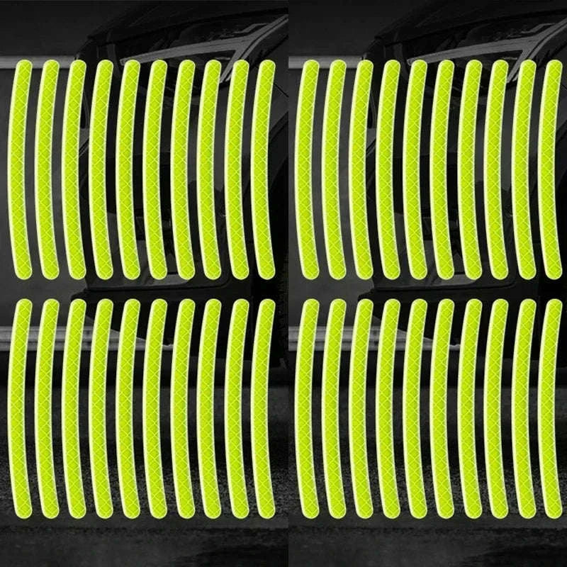 Car Wheel Hub Reflective Stripe Stickers-40Pcs-Red-lun