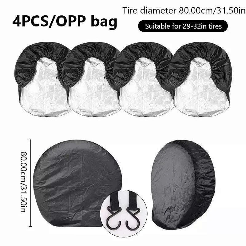 Car Wheel Tire Cover for 29-32in Tires-Silver 4pcs