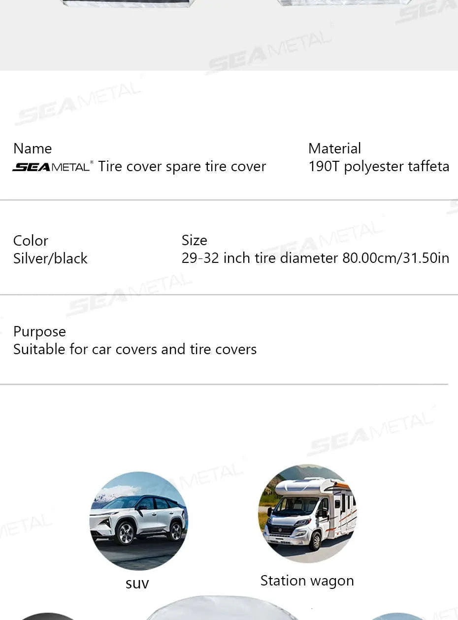 Car Wheel Tire Cover for 29-32in Tires-Silver 4pcs