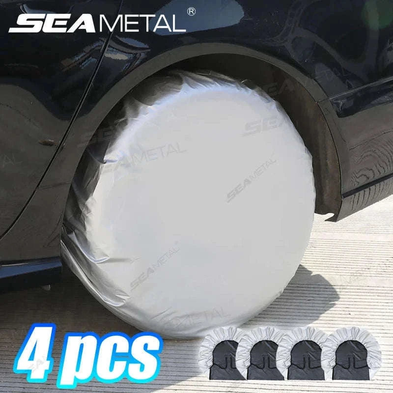Car Wheel Tire Cover for 29-32in Tires-Silver 4pcs