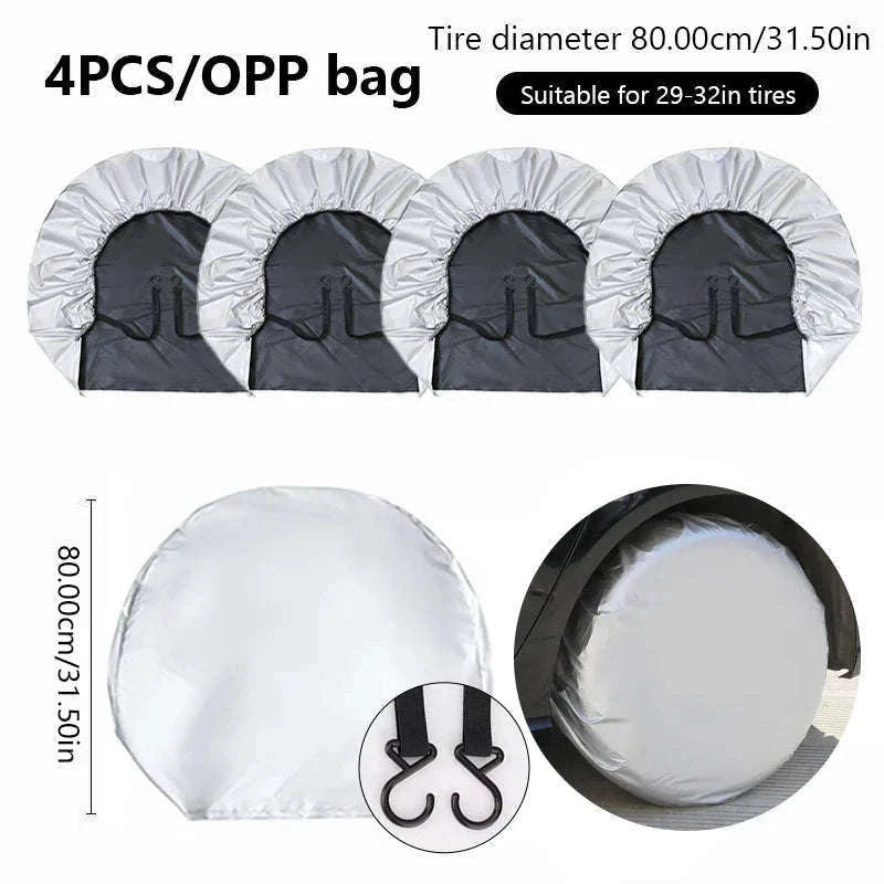 Car Wheel Tire Cover for 29-32in Tires-Silver 4pcs