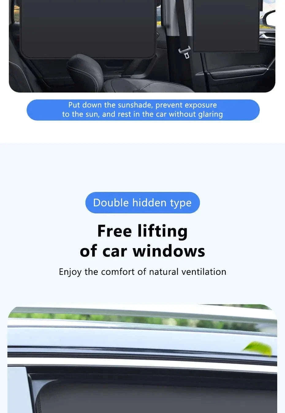 Car Window Sunshade Magnetic Side Window Curtain-Rear-1pc