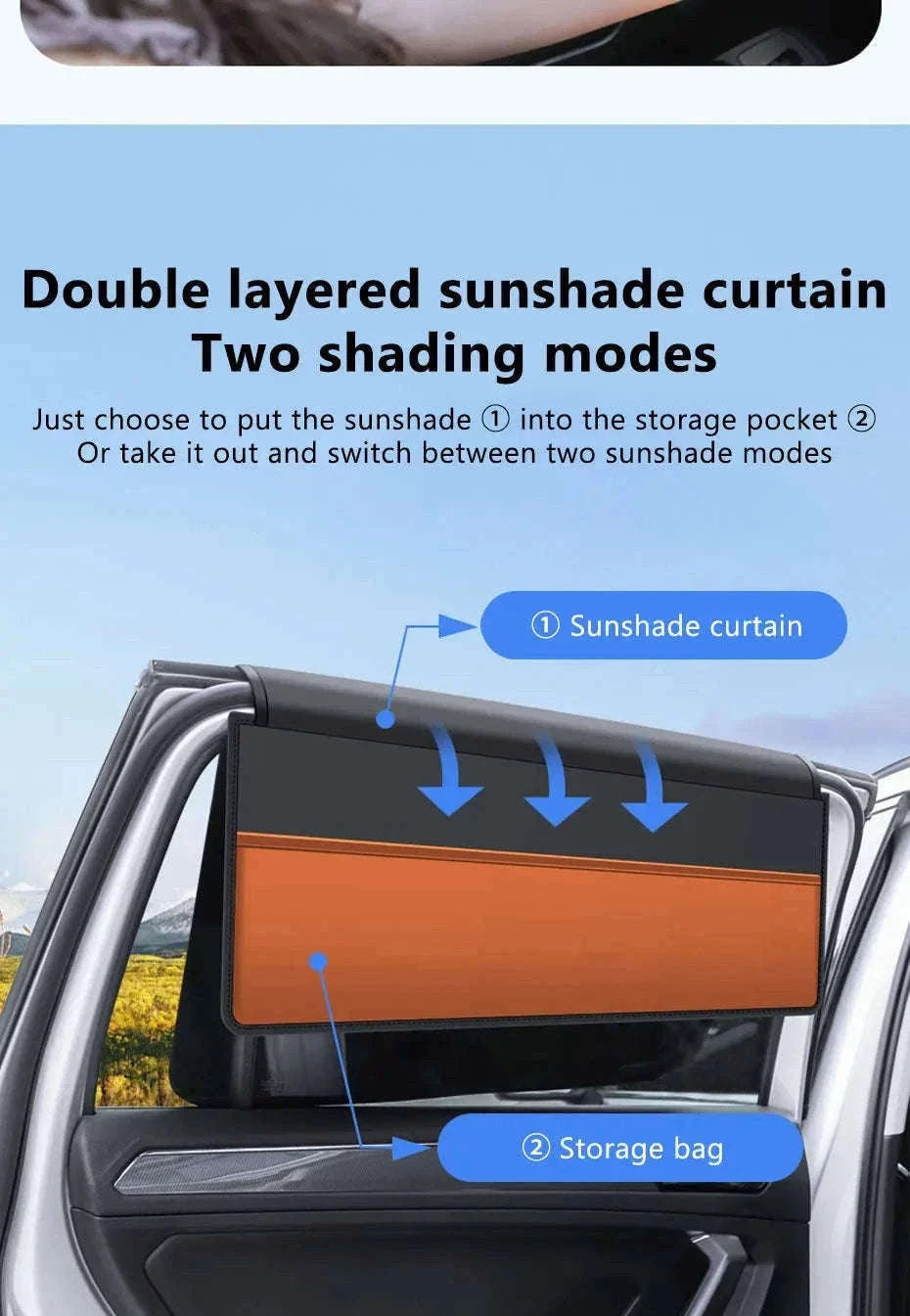 Car Window Sunshade Magnetic Side Window Curtain-Rear-1pc