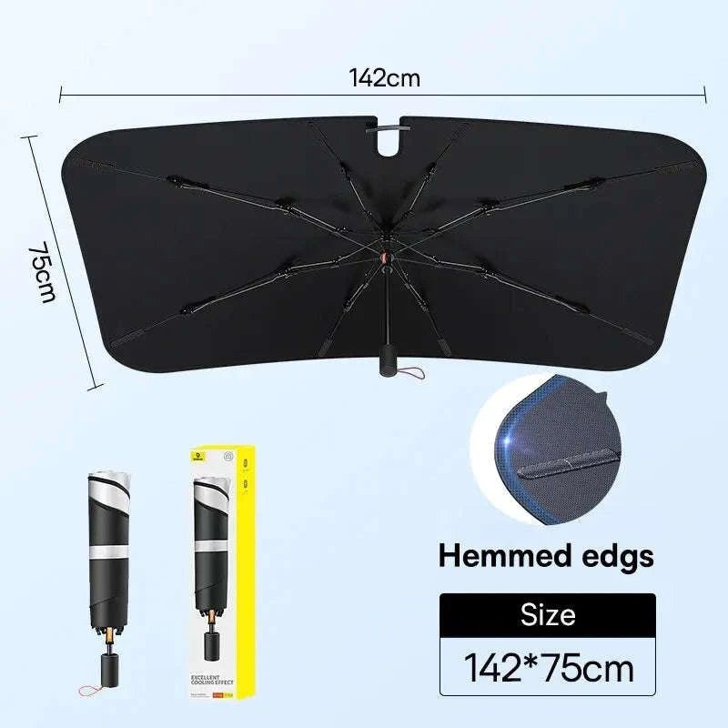 Car Windshield Sun Shade with Hemmed Edges-142 x 75cm