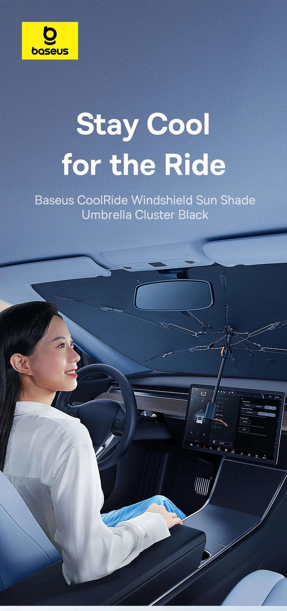 Car Windshield Sun Shade with Hemmed Edges-142 x 75cm