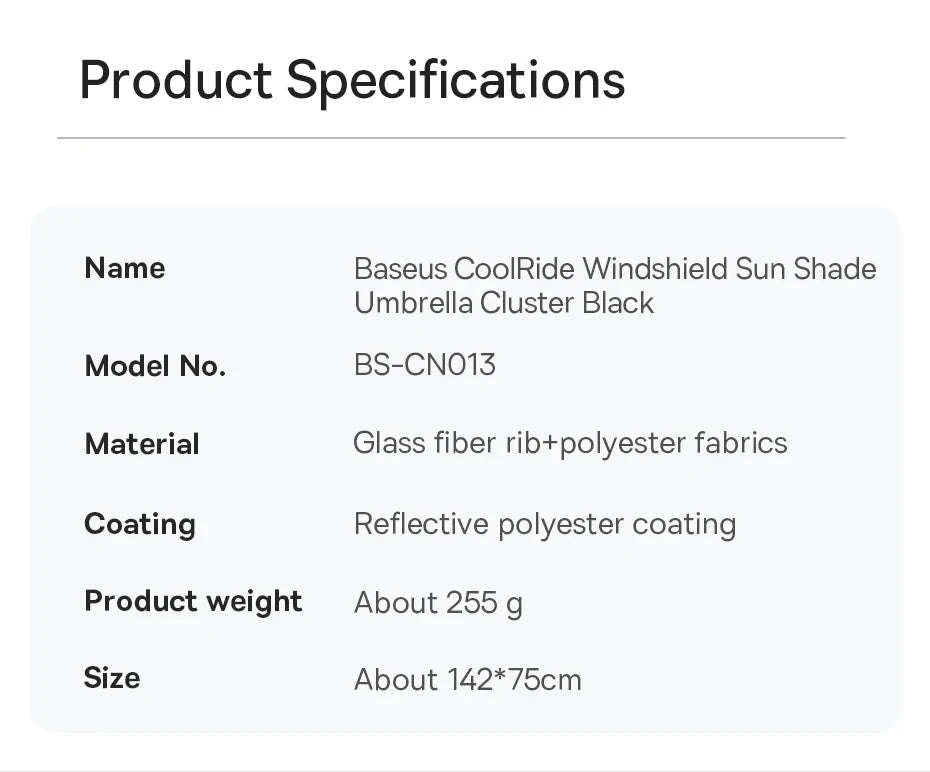 Car Windshield Sun Shade with Hemmed Edges-142 x 75cm
