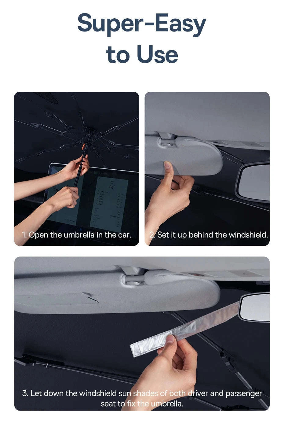 Car Windshield Sun Shade with Hemmed Edges-142 x 75cm
