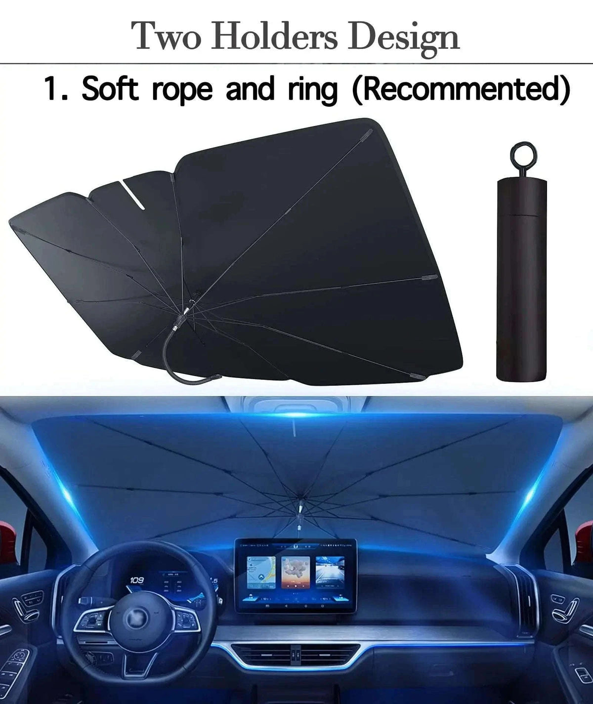Car Windshield Sunshade Umbrella for UV Protection and Heat Reduction-Pull Cord S