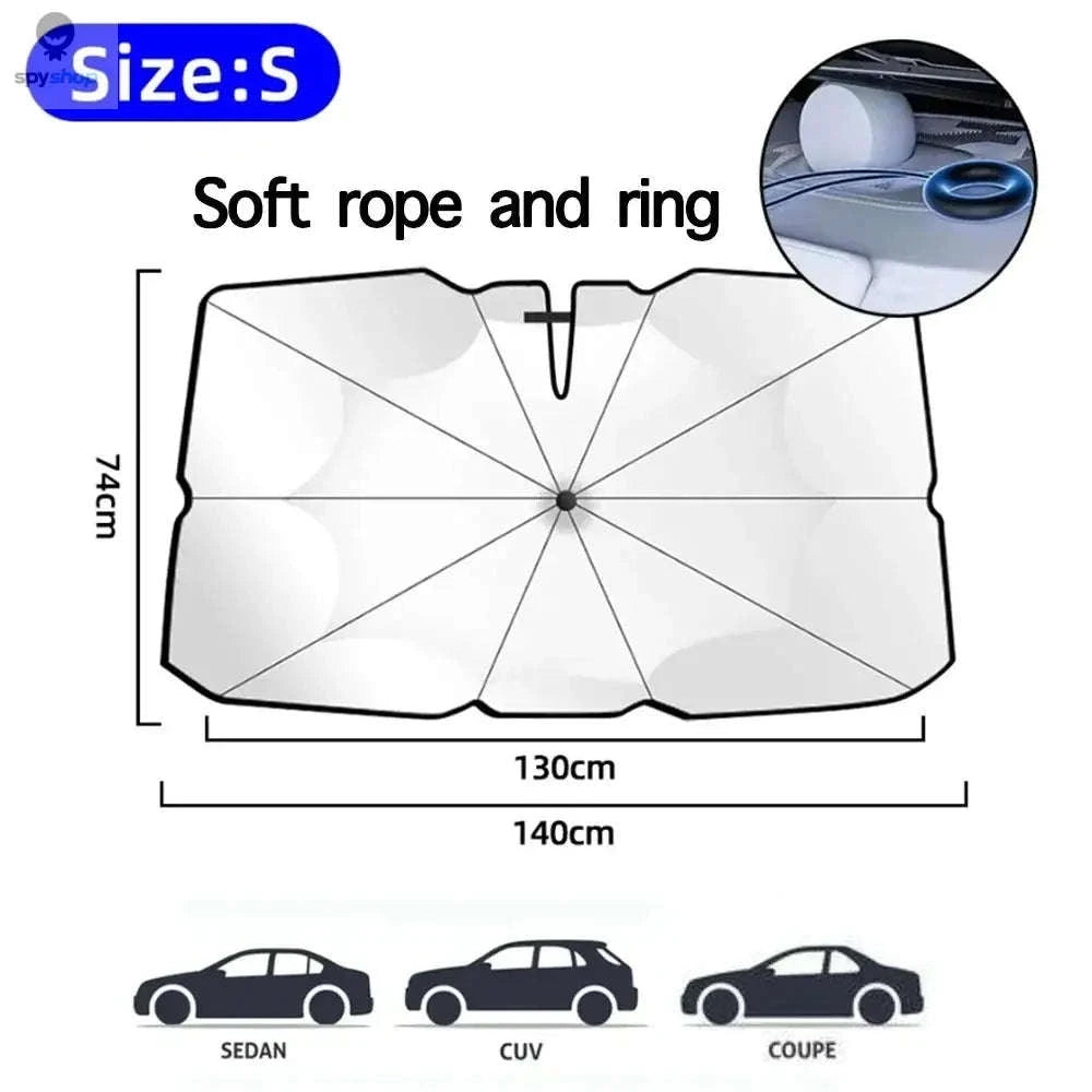 Car Windshield Sunshade Umbrella – UV Protection and Heat-Reducing Reflective Shield-Pull Cord S