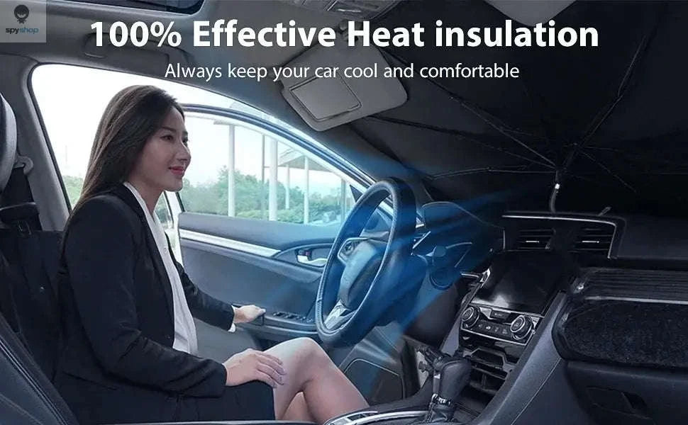 Car Windshield Sunshade Umbrella – UV Protection and Heat-Reducing Reflective Shield-Pull Cord S