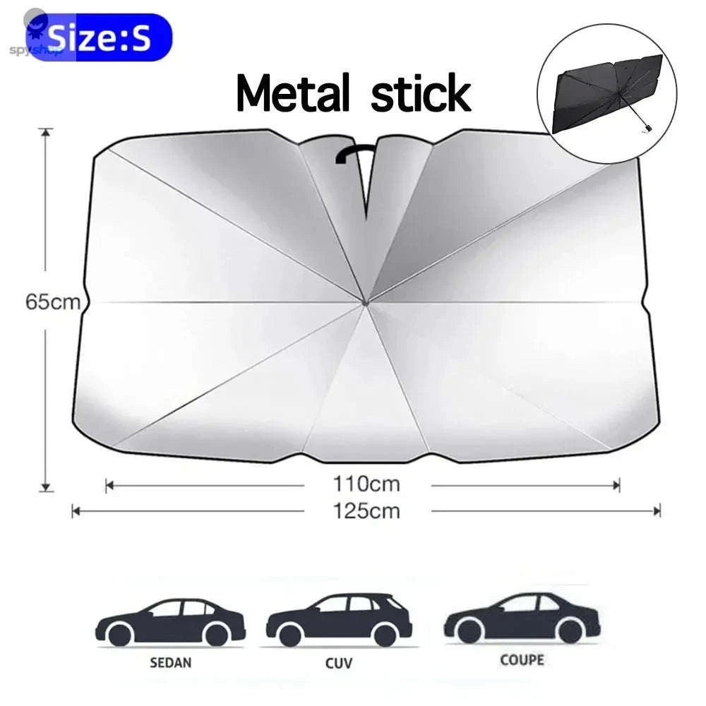 Car Windshield Sunshade Umbrella – UV Protection and Heat-Reducing Reflective Shield-Pull Cord S