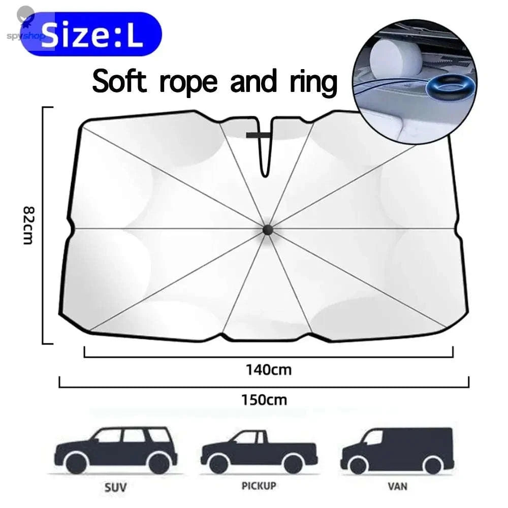 Car Windshield Sunshade Umbrella – UV Protection and Heat-Reducing Reflective Shield-Pull Cord S