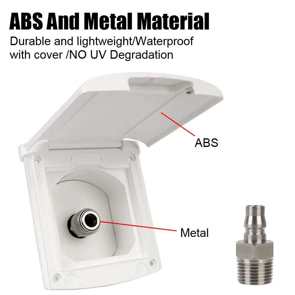 Caravan Water Inlet Outlet Hatch Filter Lockable Cover with 20mm Adapter Nozzles-WHITE