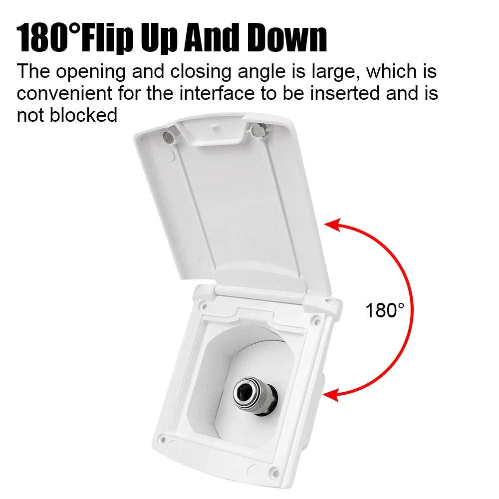 Caravan Water Inlet Outlet Hatch Filter Lockable Cover with 20mm Adapter Nozzles-WHITE