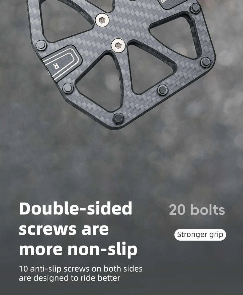 Carbon Fiber Bike Pedals with 3 Bearings Anti-Slip MTB & Road-C520-S