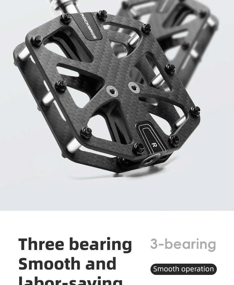 Carbon Fiber Bike Pedals with 3 Bearings Anti-Slip MTB & Road-C520-S