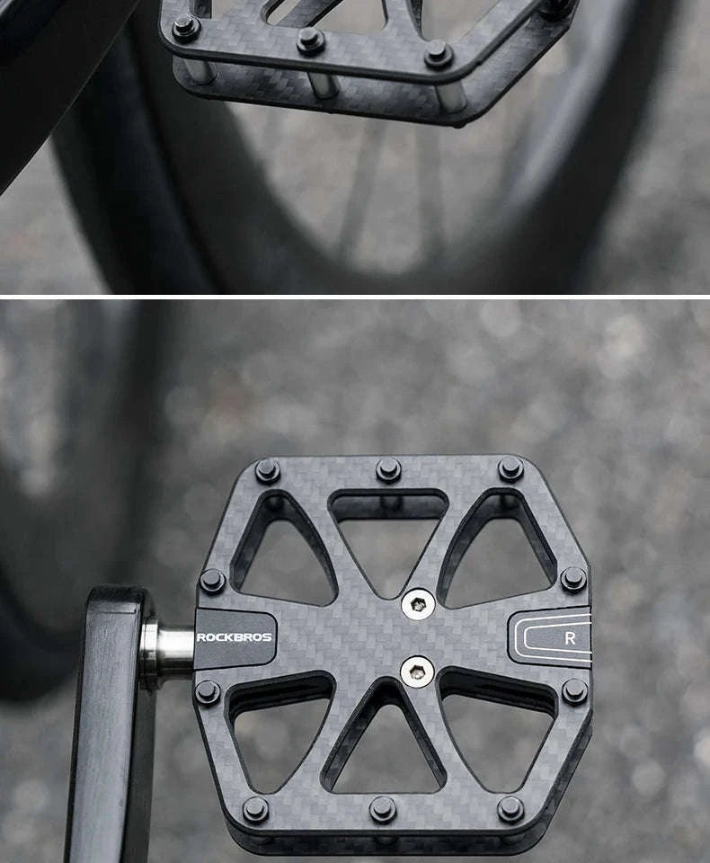Carbon Fiber Bike Pedals with 3 Bearings Anti-Slip MTB & Road-C520-S