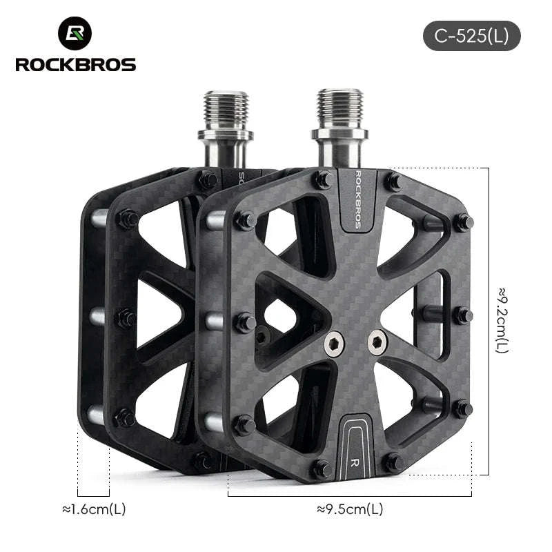 Carbon Fiber Bike Pedals with 3 Bearings Anti-Slip MTB & Road-C520-S