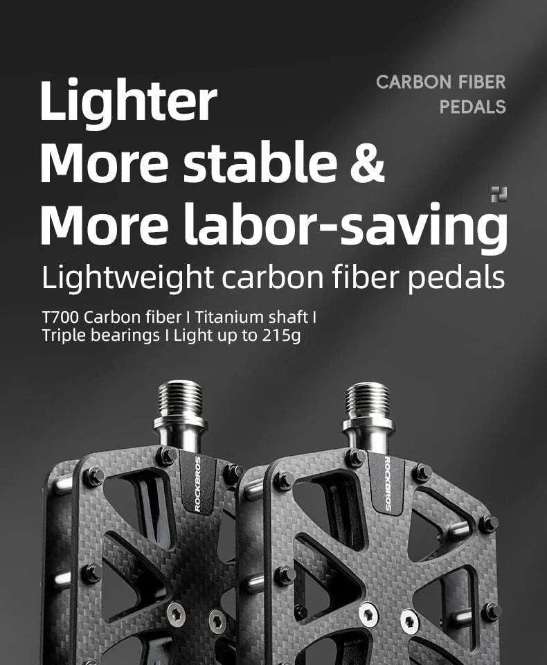 Carbon Fiber Bike Pedals with 3 Bearings Anti-Slip MTB & Road-C520-S