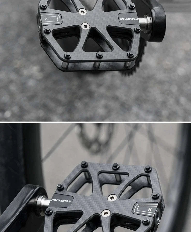 Carbon Fiber Bike Pedals with 3 Bearings Anti-Slip MTB & Road-C520-S