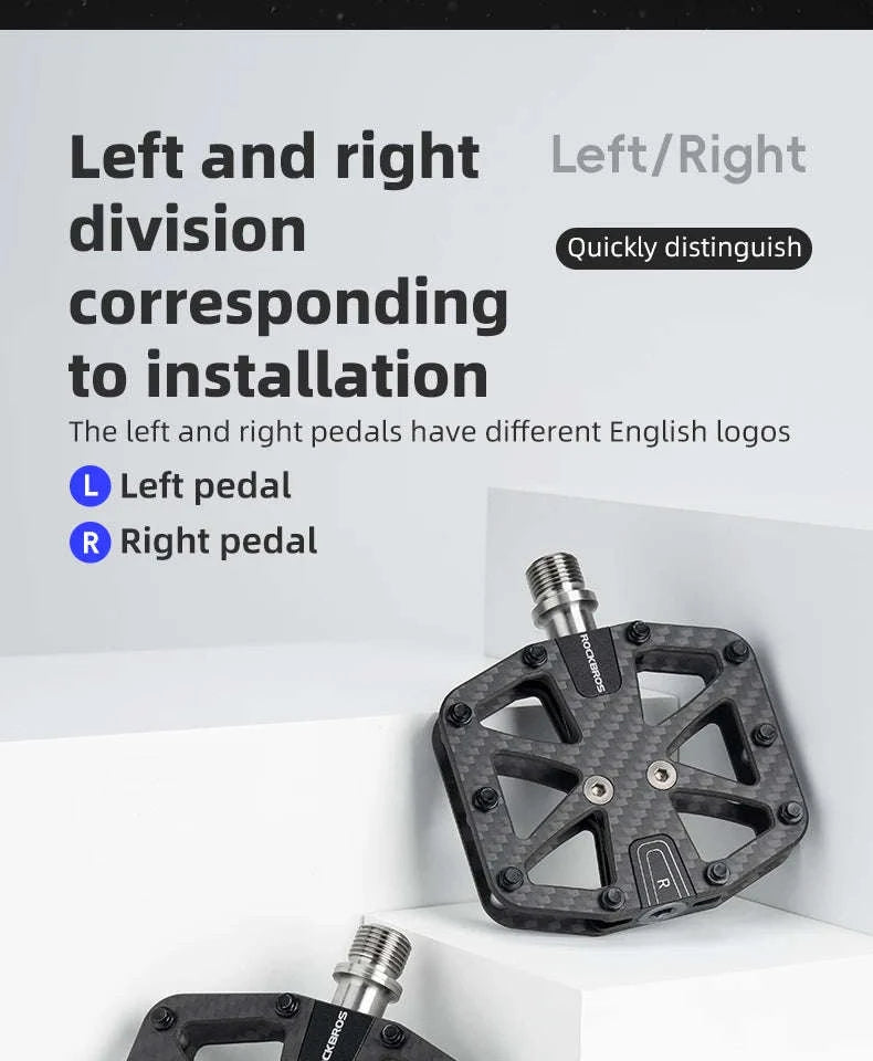Carbon Fiber Bike Pedals with 3 Bearings Anti-Slip MTB & Road-C520-S