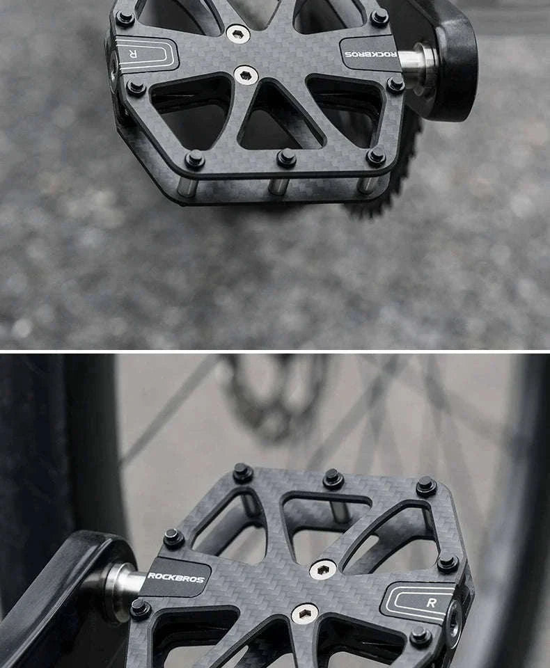 Carbon Fiber Bike Pedals with 3 Bearings Anti-Slip MTB & Road-C520-S