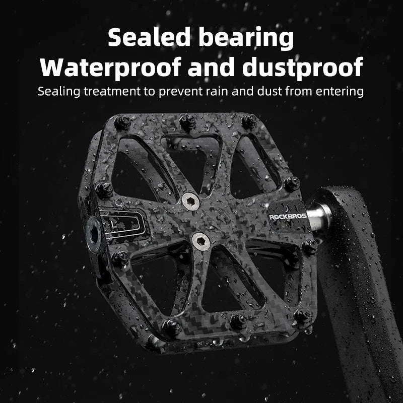 Carbon Fiber Bike Pedals with 3 Bearings Anti-Slip MTB & Road-C520-S