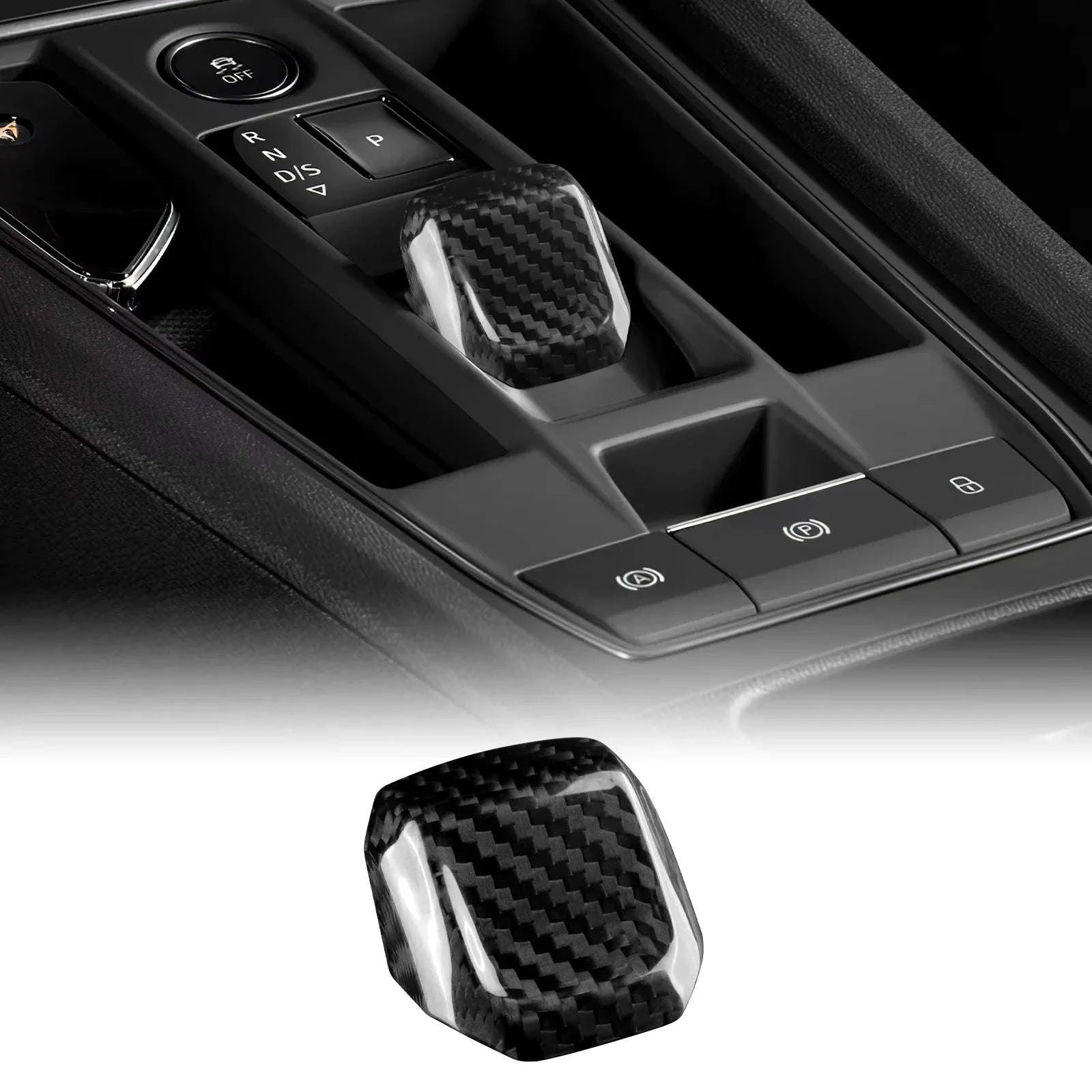 Carbon Fiber Gear Shift Knob Trim for Seat Leon and Cupra-Black Carbon / Germany