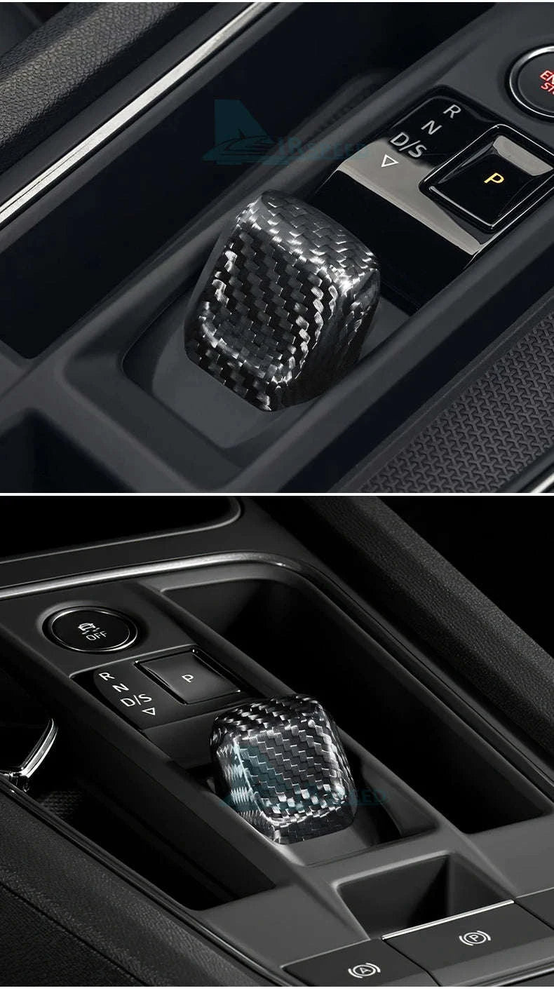Carbon Fiber Gear Shift Knob Trim for Seat Leon and Cupra-Black Carbon / Germany