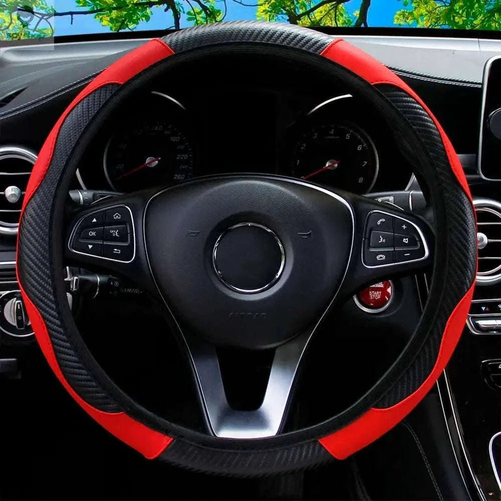 Carbon Fiber Steering Wheel Cover for Grip and Comfort-Yellow