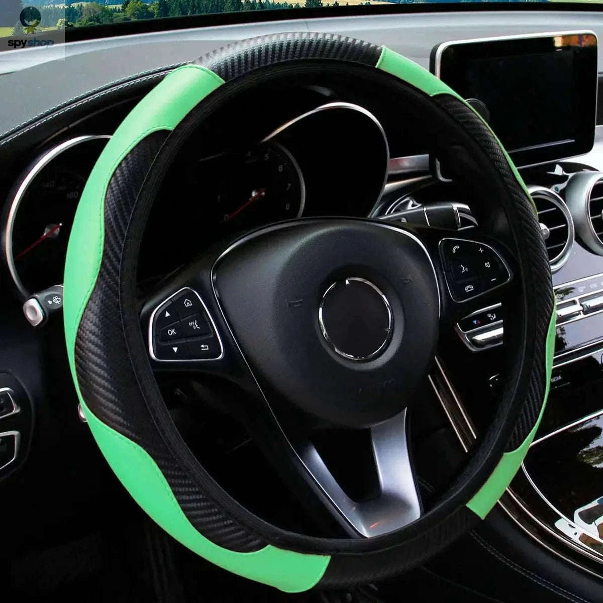 Carbon Fiber Steering Wheel Cover for Grip and Comfort-Yellow