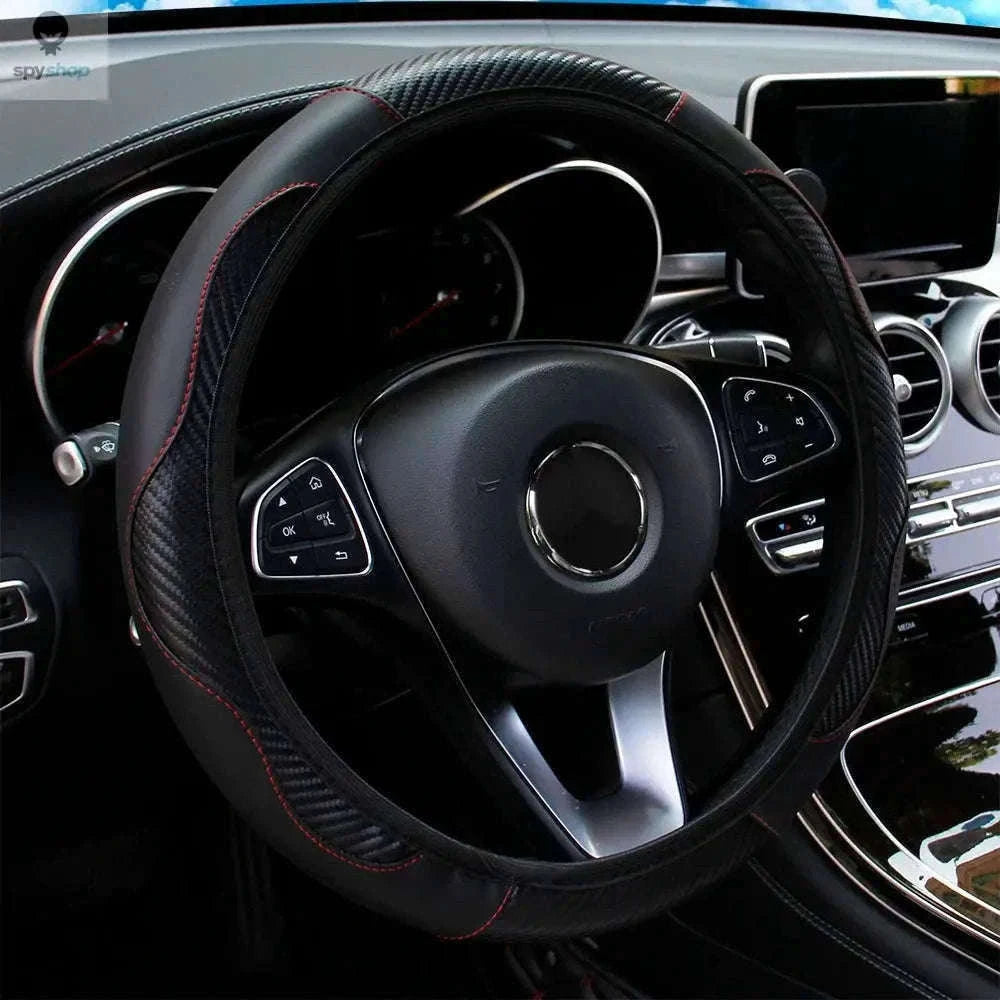 Carbon Fiber Steering Wheel Cover for Grip and Comfort-Yellow