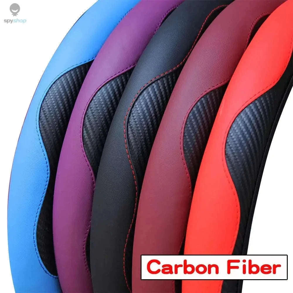 Carbon Fiber Steering Wheel Cover for Grip and Comfort-Yellow