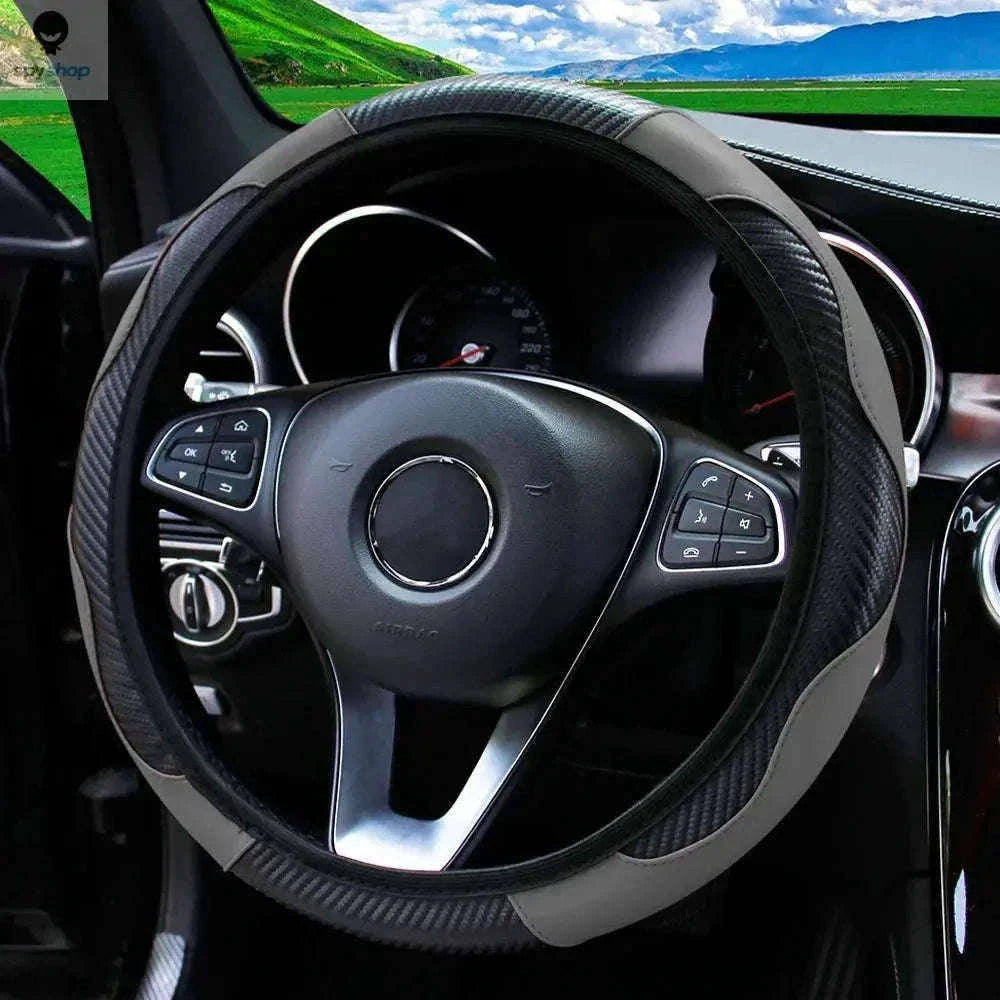 Carbon Fiber Steering Wheel Cover for Grip and Comfort-Yellow