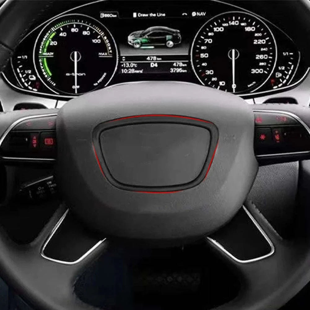 Carbon Fiber Steering Wheel Trim Cover for Audi Models-Germany / Style 2 Black