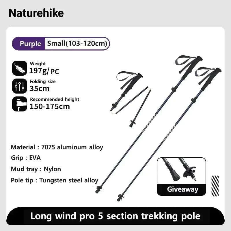 Carbon Fiber Trekking Poles Adjustable 103–135cm Ultralight Hiking Sticks-PRO Black S 2pcs / Russian Federation