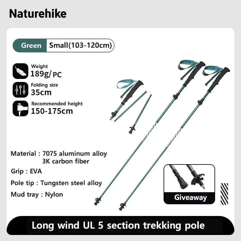 Carbon Fiber Trekking Poles Adjustable 103–135cm Ultralight Hiking Sticks-PRO Black S 2pcs / Russian Federation