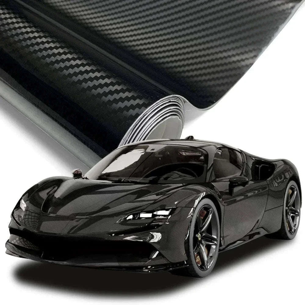 Carbon Fiber Vinyl Wrap Film 1.45m x 2m Glossy Black-2D / 145cmx200cm