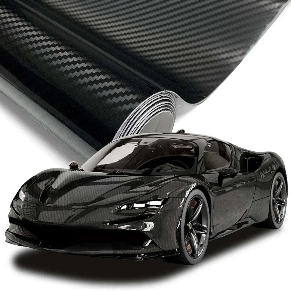 Carbon Fiber Vinyl Wrap Film 1.45m x 2m Glossy Black-2D / 145cmx200cm